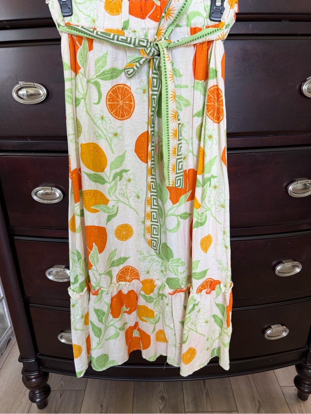 Rachel Zoe Maxi Skirt with Orange & Green Citrus Print